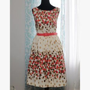 Jessica Howard fit & flare belted sleeveless dress size 10 polka dots,  pockets